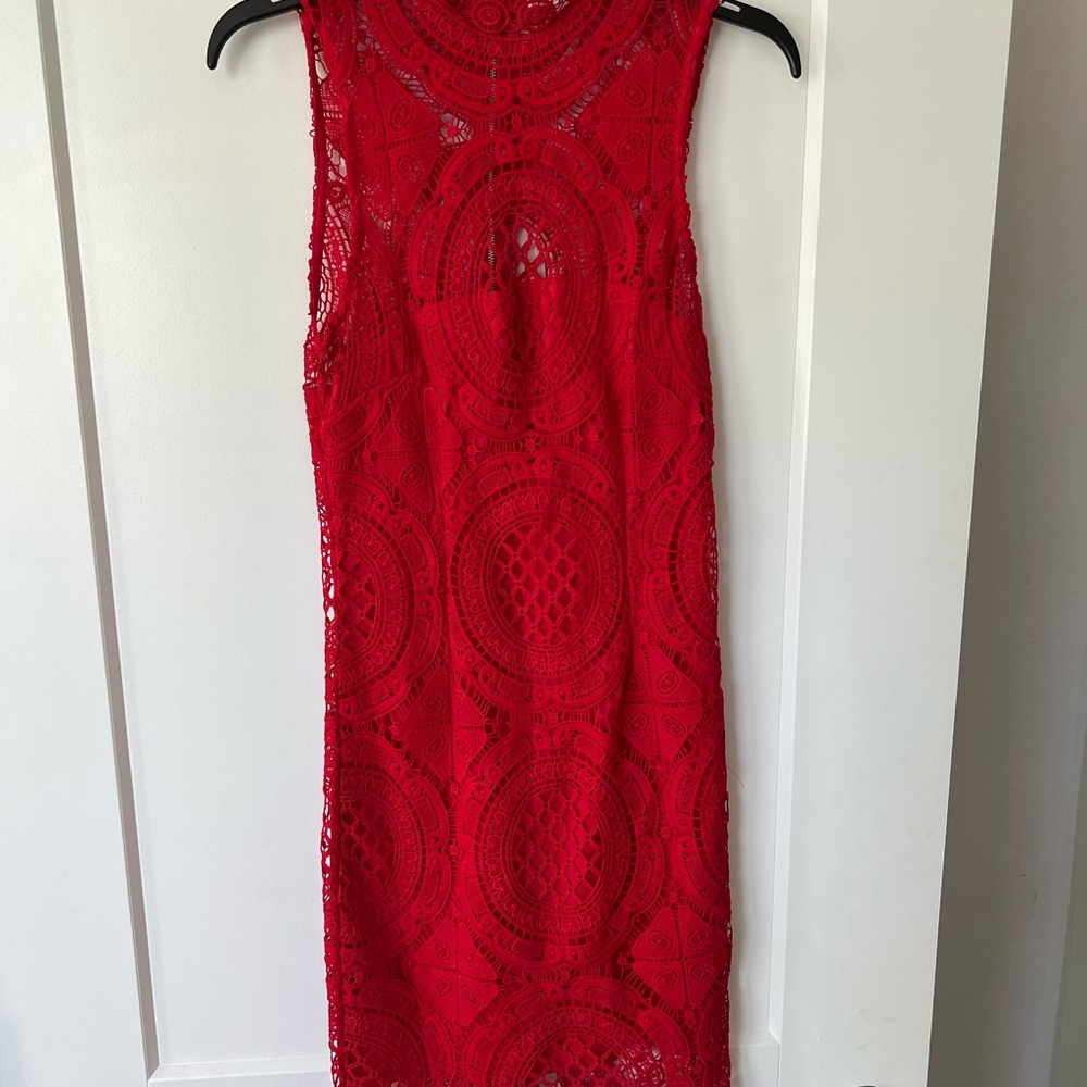 Charlotte Russe Red Halter Sheath Midi Dress
